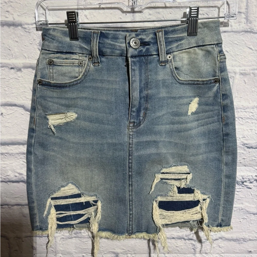 American Eagle Next Level Stretch Curvy Hi-Rise Denim Skirt, Size 00